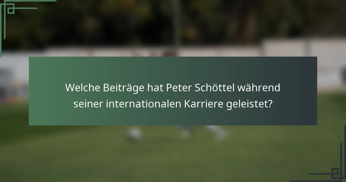 Welche Beiträge hat Peter Schöttel während seiner internationalen Karriere geleistet?