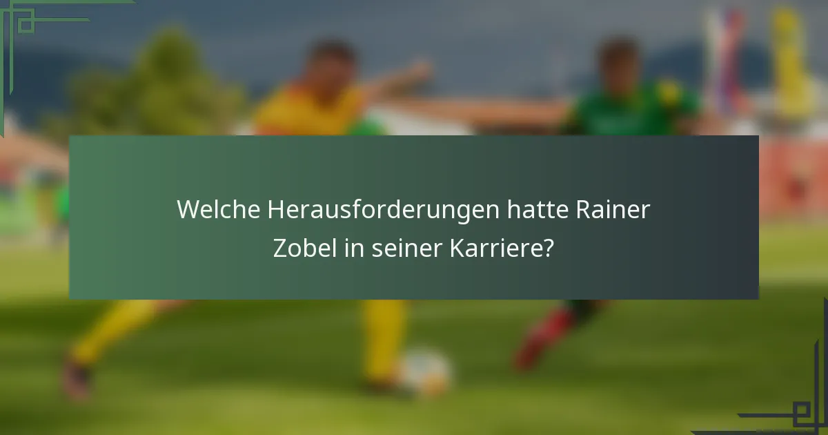 Welche Herausforderungen hatte Rainer Zobel in seiner Karriere?